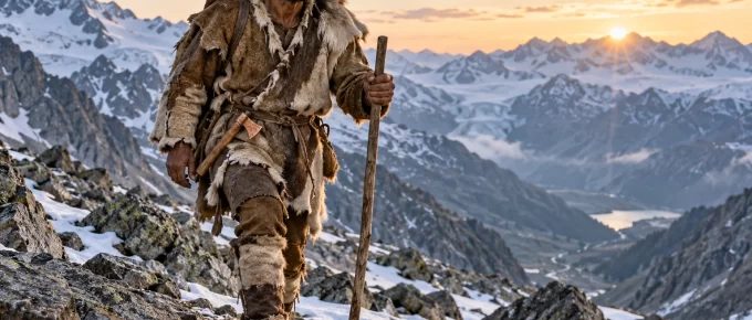 Photorealistic interpretation of a Copper Age traveler in the Alps