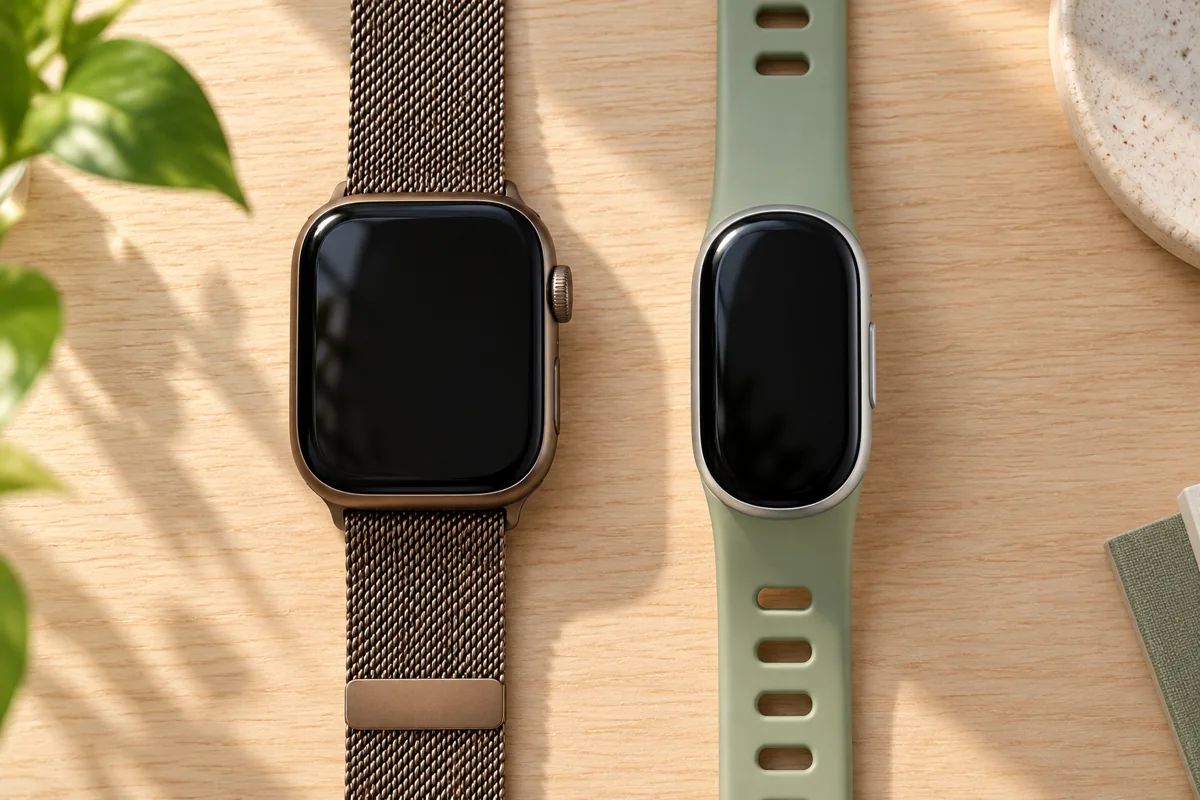 Apple Watch and Fitbit Edge reconstructions laid flat to compare their shapes